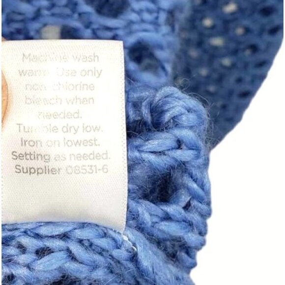 Vintage JCP JCPenney Sweater Womens Sz PS Petite 4 6 Blue Open Cable Knit Wool - Picture 5 of 6